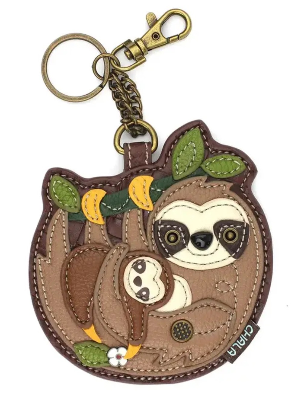 Chala Sloth Family Appliqué Key Fob Coin Purse NWT